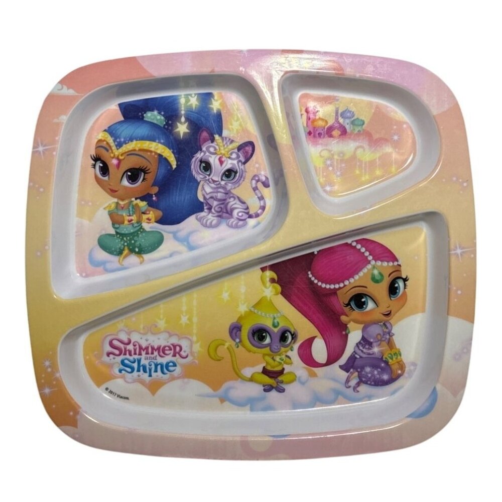 Kids Divided Plate By Zak Nick Jr Shimmer & Shine 2017 BPA-Free Plastic 8" X 9"